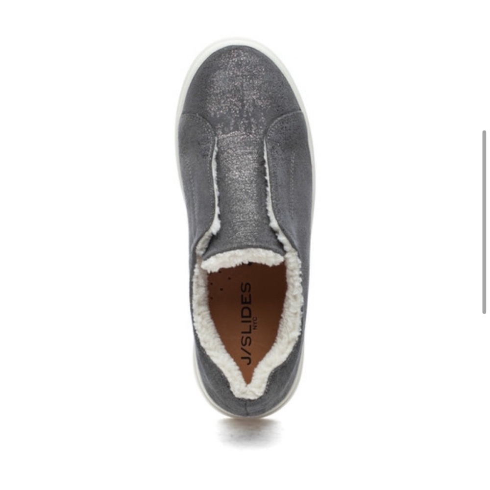 NWT J/SLIDES NADA Pewter Metallic Leather Sneaker - Picture 5 of 15